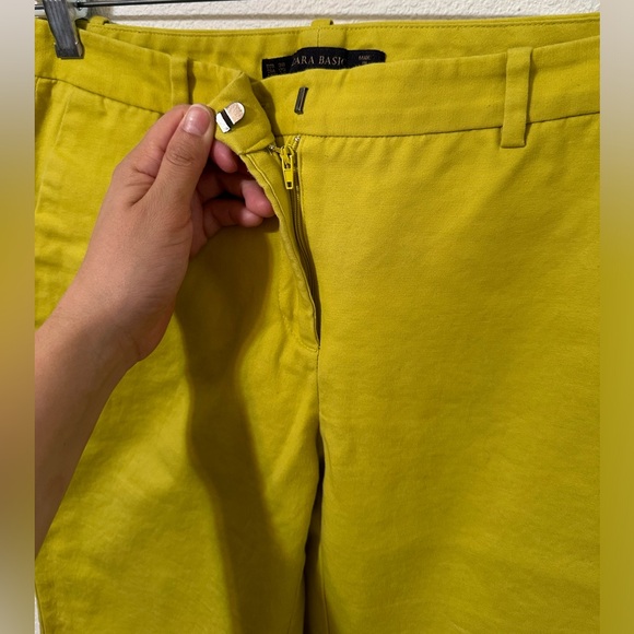 ZARA BASIC Chartreuse Chino Ankle Length Trousers WITH CALLOUTS - Picture 4 of 8